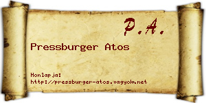 Pressburger Atos névjegykártya